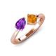 3 - Lysha 1.15 ctw Amethyst Pear Shape (7x5 mm) & Citrine Cushion Shape (5.00 mm) Toi Et Moi Engagement Ring 