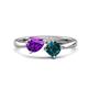 1 - Lysha 1.40 ctw Amethyst Pear Shape (7x5 mm) & London Blue Topaz Cushion Shape (5.00 mm) Toi Et Moi Engagement Ring 