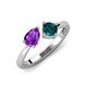 3 - Lysha 1.40 ctw Amethyst Pear Shape (7x5 mm) & London Blue Topaz Cushion Shape (5.00 mm) Toi Et Moi Engagement Ring 