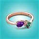 2 - Lysha 1.46 ctw Amethyst Pear Shape (7x5 mm) & Lab Created Alexandrite Cushion Shape (5.00 mm) Toi Et Moi Engagement Ring 