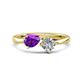 1 - Lysha 1.22 ctw Amethyst Pear Shape (7x5 mm) & Moissanite Cushion Shape (5.00 mm) Toi Et Moi Engagement Ring 