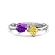 1 - Lysha 1.46 ctw Amethyst Pear Shape (7x5 mm) & Lab Created Yellow Sapphire Cushion Shape (5.00 mm) Toi Et Moi Engagement Ring 