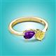 2 - Lysha 1.46 ctw Amethyst Pear Shape (7x5 mm) & Lab Created Yellow Sapphire Cushion Shape (5.00 mm) Toi Et Moi Engagement Ring 