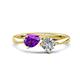 1 - Lysha 1.15 ctw Amethyst Pear Shape (7x5 mm) & Lab Grown Diamond Cushion Shape (5.00 mm) Toi Et Moi Engagement Ring 