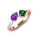 3 - Lysha 1.20 ctw Amethyst Pear Shape (7x5 mm) & Lab Created Emerald Cushion Shape (5.00 mm) Toi Et Moi Engagement Ring 