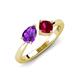 3 - Lysha 1.46 ctw Amethyst Pear Shape (7x5 mm) & Lab Created Ruby Cushion Shape (5.00 mm) Toi Et Moi Engagement Ring 