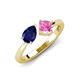 3 - Lysha 1.71 ctw Blue Sapphire Pear Shape (7x5 mm) & Lab Created Pink Sapphire Cushion Shape (5.00 mm) Toi Et Moi Engagement Ring 