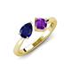 3 - Lysha 1.40 ctw Blue Sapphire Pear Shape (7x5 mm) & Amethyst Cushion Shape (5.00 mm) Toi Et Moi Engagement Ring 