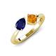 3 - Lysha 1.40 ctw Blue Sapphire Pear Shape (7x5 mm) & Citrine Cushion Shape (5.00 mm) Toi Et Moi Engagement Ring 