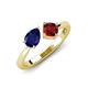 3 - Lysha 1.65 ctw Blue Sapphire Pear Shape (7x5 mm) & Red Garnet Cushion Shape (5.00 mm) Toi Et Moi Engagement Ring 
