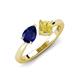 3 - Lysha 1.71 ctw Blue Sapphire Pear Shape (7x5 mm) & Lab Created Yellow Sapphire Cushion Shape (5.00 mm) Toi Et Moi Engagement Ring 