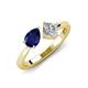 3 - Lysha 1.40 ctw Blue Sapphire Pear Shape (7x5 mm) & Natural Diamond Cushion Shape (5.00 mm) Toi Et Moi Engagement Ring 