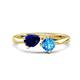 1 - Lysha 1.65 ctw Blue Sapphire Pear Shape (7x5 mm) & Blue Topaz Cushion Shape (5.00 mm) Toi Et Moi Engagement Ring 