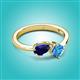 2 - Lysha 1.65 ctw Blue Sapphire Pear Shape (7x5 mm) & Blue Topaz Cushion Shape (5.00 mm) Toi Et Moi Engagement Ring 