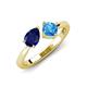3 - Lysha 1.65 ctw Blue Sapphire Pear Shape (7x5 mm) & Blue Topaz Cushion Shape (5.00 mm) Toi Et Moi Engagement Ring 