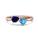 1 - Lysha 1.65 ctw Blue Sapphire Pear Shape (7x5 mm) & Blue Topaz Cushion Shape (5.00 mm) Toi Et Moi Engagement Ring 
