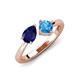 3 - Lysha 1.65 ctw Blue Sapphire Pear Shape (7x5 mm) & Blue Topaz Cushion Shape (5.00 mm) Toi Et Moi Engagement Ring 