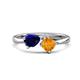 1 - Lysha 1.40 ctw Blue Sapphire Pear Shape (7x5 mm) & Citrine Cushion Shape (5.00 mm) Toi Et Moi Engagement Ring 