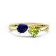 1 - Lysha 1.55 ctw Blue Sapphire Pear Shape (7x5 mm) & Peridot Cushion Shape (5.00 mm) Toi Et Moi Engagement Ring 