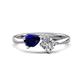1 - Lysha 1.47 ctw Blue Sapphire Pear Shape (7x5 mm) & Moissanite Cushion Shape (5.00 mm) Toi Et Moi Engagement Ring 