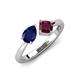 3 - Lysha 1.52 ctw Blue Sapphire Pear Shape (7x5 mm) & Rhodolite Garnet Cushion Shape (5.00 mm) Toi Et Moi Engagement Ring 