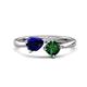 1 - Lysha 1.45 ctw Blue Sapphire Pear Shape (7x5 mm) & Lab Created Emerald Cushion Shape (5.00 mm) Toi Et Moi Engagement Ring 