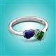 2 - Lysha 1.45 ctw Blue Sapphire Pear Shape (7x5 mm) & Lab Created Emerald Cushion Shape (5.00 mm) Toi Et Moi Engagement Ring 