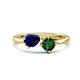 1 - Lysha 1.45 ctw Blue Sapphire Pear Shape (7x5 mm) & Lab Created Emerald Cushion Shape (5.00 mm) Toi Et Moi Engagement Ring 