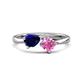 1 - Lysha 1.71 ctw Blue Sapphire Pear Shape (7x5 mm) & Lab Created Pink Sapphire Cushion Shape (5.00 mm) Toi Et Moi Engagement Ring 