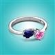 2 - Lysha 1.71 ctw Blue Sapphire Pear Shape (7x5 mm) & Lab Created Pink Sapphire Cushion Shape (5.00 mm) Toi Et Moi Engagement Ring 