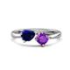 1 - Lysha 1.40 ctw Blue Sapphire Pear Shape (7x5 mm) & Amethyst Cushion Shape (5.00 mm) Toi Et Moi Engagement Ring 