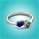 2 - Lysha 1.71 ctw Blue Sapphire Pear Shape (7x5 mm) & Lab Created Alexandrite Cushion Shape (5.00 mm) Toi Et Moi Engagement Ring 