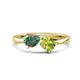 1 - Lysha 1.51 ctw Lab Created Alexandrite Pear Shape (7x5 mm) & Peridot Cushion Shape (5.00 mm) Toi Et Moi Engagement Ring 