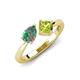 3 - Lysha 1.51 ctw Lab Created Alexandrite Pear Shape (7x5 mm) & Peridot Cushion Shape (5.00 mm) Toi Et Moi Engagement Ring 