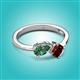 2 - Lysha 1.61 ctw Lab Created Alexandrite Pear Shape (7x5 mm) & Red Garnet Cushion Shape (5.00 mm) Toi Et Moi Engagement Ring 
