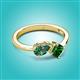 2 - Lysha 1.41 ctw Lab Created Alexandrite Pear Shape (7x5 mm) & Lab Created Emerald Cushion Shape (5.00 mm) Toi Et Moi Engagement Ring 