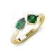 3 - Lysha 1.41 ctw Lab Created Alexandrite Pear Shape (7x5 mm) & Lab Created Emerald Cushion Shape (5.00 mm) Toi Et Moi Engagement Ring 