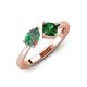 3 - Lysha 1.41 ctw Lab Created Alexandrite Pear Shape (7x5 mm) & Lab Created Emerald Cushion Shape (5.00 mm) Toi Et Moi Engagement Ring 