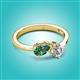 2 - Lysha 1.36 ctw Lab Created Alexandrite Pear Shape (7x5 mm) & Natural Diamond Cushion Shape (5.00 mm) Toi Et Moi Engagement Ring 