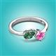 2 - Lysha 1.67 ctw Lab Created Alexandrite Pear Shape (7x5 mm) & Lab Created Pink Sapphire Cushion Shape (5.00 mm) Toi Et Moi Engagement Ring 