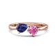 1 - Lysha 1.41 ctw Iolite Pear Shape (7x5 mm) & Lab Created Pink Sapphire Cushion Shape (5.00 mm) Toi Et Moi Engagement Ring 