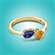 2 - Lysha 1.10 ctw Iolite Pear Shape (7x5 mm) & Citrine Cushion Shape (5.00 mm) Toi Et Moi Engagement Ring 