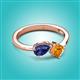 2 - Lysha 1.10 ctw Iolite Pear Shape (7x5 mm) & Citrine Cushion Shape (5.00 mm) Toi Et Moi Engagement Ring 