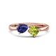 1 - Lysha 1.25 ctw Iolite Pear Shape (7x5 mm) & Peridot Cushion Shape (5.00 mm) Toi Et Moi Engagement Ring 