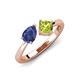 3 - Lysha 1.25 ctw Iolite Pear Shape (7x5 mm) & Peridot Cushion Shape (5.00 mm) Toi Et Moi Engagement Ring 