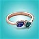 2 - Lysha 1.35 ctw Iolite Pear Shape (7x5 mm) & London Blue Topaz Cushion Shape (5.00 mm) Toi Et Moi Engagement Ring 