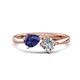 1 - Lysha 1.10 ctw Iolite Pear Shape (7x5 mm) & Lab Grown Diamond Cushion Shape (5.00 mm) Toi Et Moi Engagement Ring 