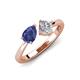 3 - Lysha 1.10 ctw Iolite Pear Shape (7x5 mm) & Lab Grown Diamond Cushion Shape (5.00 mm) Toi Et Moi Engagement Ring 