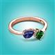 2 - Lysha 1.15 ctw Iolite Pear Shape (7x5 mm) & Lab Created Emerald Cushion Shape (5.00 mm) Toi Et Moi Engagement Ring 
