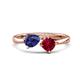 1 - Lysha 1.41 ctw Iolite Pear Shape (7x5 mm) & Lab Created Ruby Cushion Shape (5.00 mm) Toi Et Moi Engagement Ring 